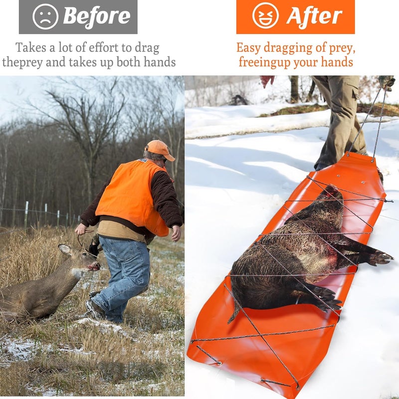DIFEDO Deer Drag Sleds All-Purpose Utility Sled for Effortless Hauling of Ice Fishing Supplies, Firewood, Duck Hunting Gear, Fishing Equipment, and More - Image 2